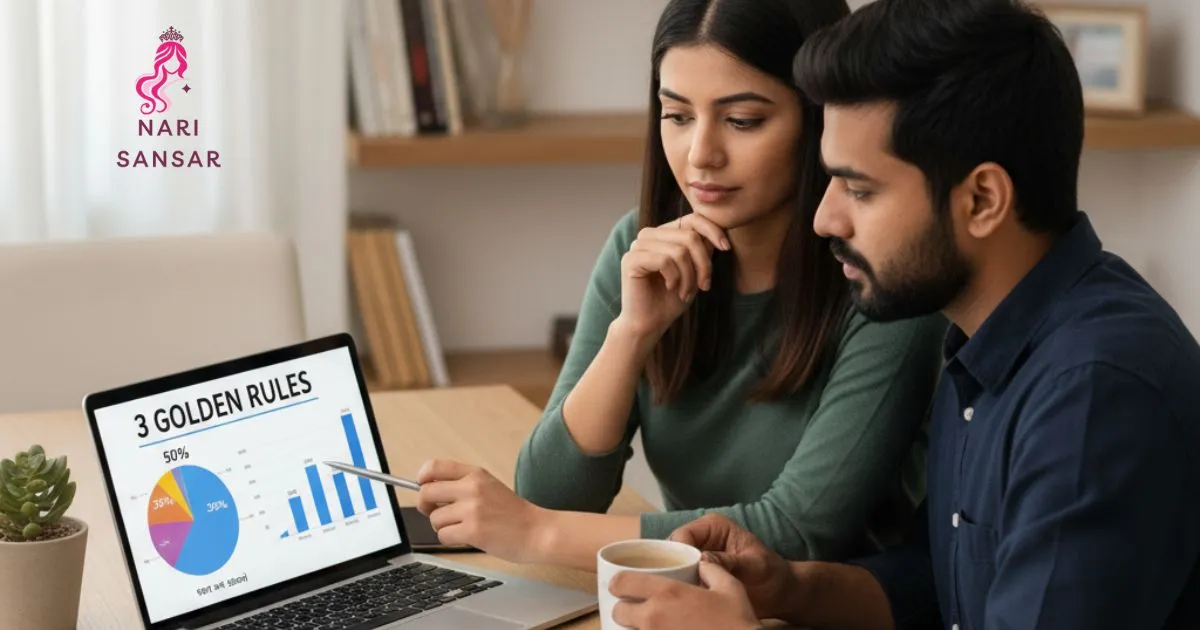 A visual representation of money management showing three key financial concepts: Pay Yourself First (savings), the 50/30/20 Rule (budget allocation), and Zero-Based Budgeting. Use these three simple rules for better financial control and debt reduction.